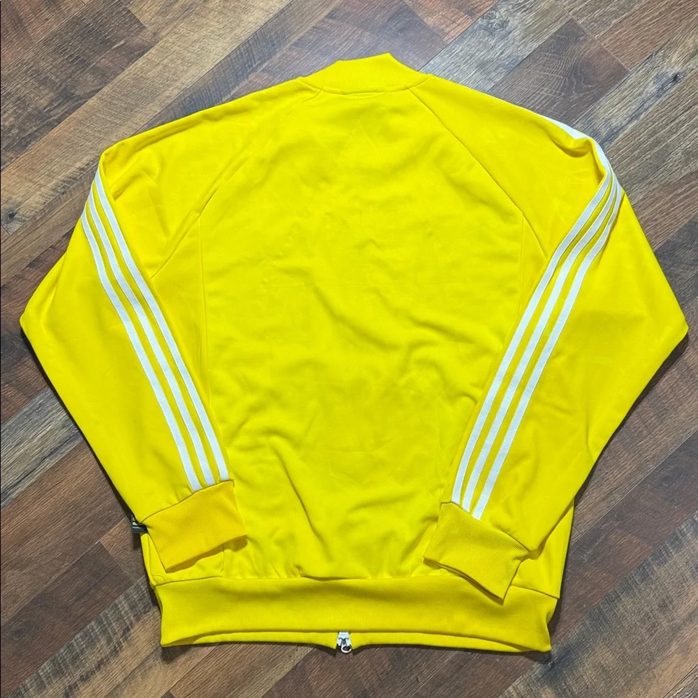 adidas Yellow Track Jacket with White Stripes
